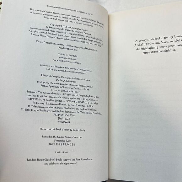 Christopher Paolini Eldest and Brisingr Lot of 2 Fiction Adventure Hardcover - Picture 8 of 9